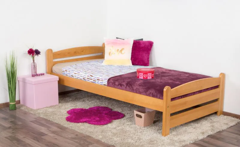 Bettrahmen für Kinder / Kinderbett 100 x 200 cm | Massivholz: Kiefer | Erle Lackiert Abbildung