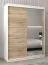 Schiebetürenschrank / Kleiderschrank Jan 03B mit Spiegel, Farbe: Weiß matt / Eiche Sonoma - Abmessungen: 200 x 150 x 62 cm ( H x B x T)