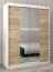 Schiebetürenschrank / Kleiderschrank Jan 03D mit Spiegel, Farbe: Weiß matt / Eiche Sonoma - Abmessungen: 200 x 150 x 62 cm (H x B x T)