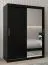 Schiebetürenschrank / Kleiderschrank Bisaurin 3C mit Spiegel, Farbe: Schwarz - Abmessungen: 200 x 150 x 62 cm ( H x B x T)