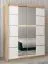 Schiebetürenschrank / Kleiderschrank Jan 03D mit Spiegel, Farbe: Eiche Sonoma / Weiß matt - Abmessungen: 200 x 150 x 62 cm (H x B x T)