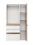 Kleiderschrank / Drehtürenschrank | eine Spiegeltür | Farbe: Eiche Artisan / Opak Weiß | 117 x 52 x 208 cm | drei Schubladen | eine Kleiderstange | vier Fächer