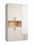Drehtürenschrank / Kleiderschrank | Farbe: Kaschmir / Eiche Artisan | 1 Spiegeltür | 135 x 56 x 227 cm | zwei Schubladen | fünf Fächer | zwei Kleiderstangen