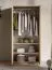 Drehtürenschrank | 2 Türen | Farbe: Eiche Mavelie | 1 Kleiderstange | 2 Fächer | 92 x 52 x 190 cm | Kleiderschrank | Soft-Close Funktion