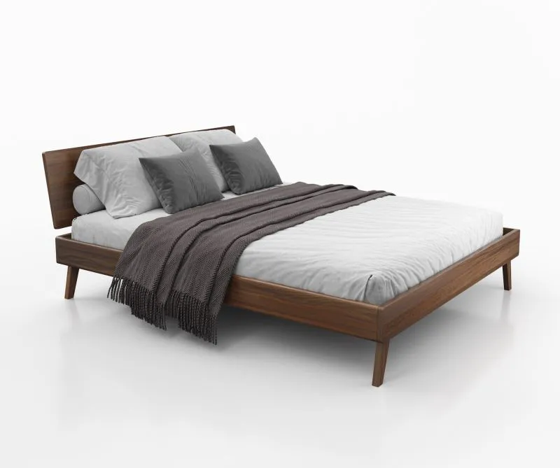 Doppelbett / Gästebett Engordany 10 | Buche Vollholz massiv | lackiert | Liegefläche: 160 x 200 cm | Farbe: Walnuss | mit stabiler Kopfstütze | zeitloses Design