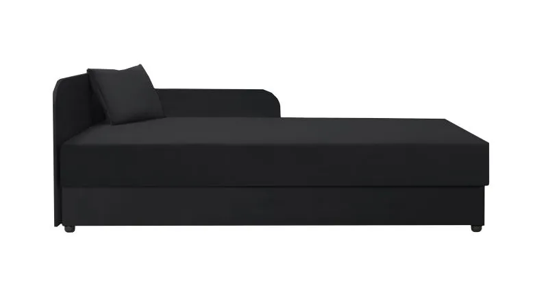 Modernes Tagesbett / Gästebett inkl. Kissen Lobatos 61, Farbe: Schwarz, Liegefläche: 80 x 195 cm, Kopfteil links, Stauraum, Sofa-Bett, Bonellfederkernung