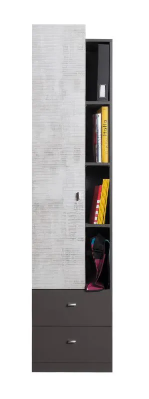 Jugendzimmer Drehtürenschrank / Kleiderschrank Ohey 05, Farbe: Dunkelgrau / Hellgrau - Abmessungen: 195 x 45 x 40 cm (H x B x T)