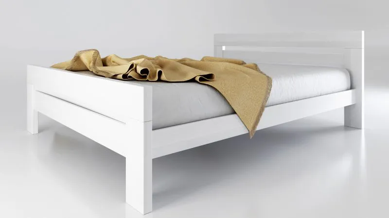 Klassisches Doppelbett inkl. Lattenrost Lingaula 01, Farbe: Weiß, Liegefläche: 160 x 200 cm, aus massivem Buchenholz, praktisches Design