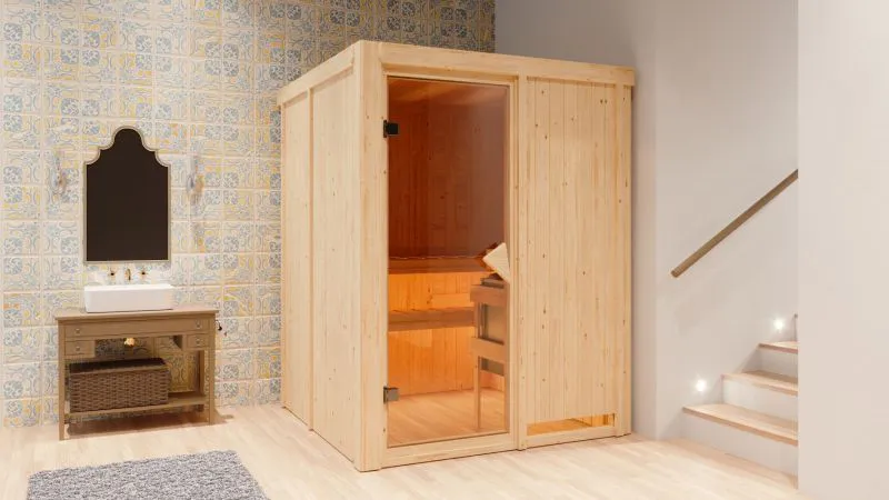 Sauna Sofia 03, 68 mm Wandstärke - 151 x 151 x 198 cm (B x T x H)