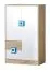 Kinderzimmer - Kommode Fabian 07, Farbe: Eiche Hellbraun / Weiß / Blau - 130 x 80 x 40 cm (H x B x T)