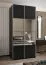 Kleiderschrank / Schiebetürenschrank | 2 Kleiderstangen | Farbe: Schwarz | 2 Schiebetüren | Spiegel | Soft-Close | 245,5 x 100 x 64 cm | 6 Fächer