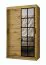 Schiebetürenschrank | Farbe: Eiche Artisan | 5 Fächer | 2 Kleiderstangen | hochwertig Verarbeitet | 120 x 62 x 200 cm | Kleiderschrank | Spiegeltür | modernes Design