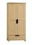 Kleiderschrank / Drehtürenschrank Kiefer massiv Vollholz natur 007A - Abmessung 190 x 80 x 60 cm (H x B x T)