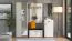 Schrank | 1 Spiegeltür | Farbe: Kaschmir | 1 ausziehbare Kleiderstange | 4 Fächer | Maße: 64 x 35 x 194 cm | Griffe & Beine: Schwarz | für den Eingangsbereich