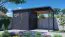 Gartenhaus Kiel 02 mit Anbaudach, inkl. Fußboden, Gerätehaus, Anthrazit - 19 mm Elementgartenhaus, Grundfläche: 10,51 m², Flachdach