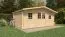 Gartenhaus Wiesencharme 02, 44 mm Blockbohlenhaus, Grundfläche 16 m², Satteldach, Naturbelassen, mit 1 Doppeltür und 2 Einzelfenstern