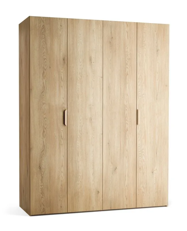Falttür / Kleiderschrank | Farbe: Eiche | 2 Türen | inkl. LED-Beleuchtung mit Bewegungssenor | 175 x 60 x 225 cm | Soft-Close | 3 Kleiderstangen
