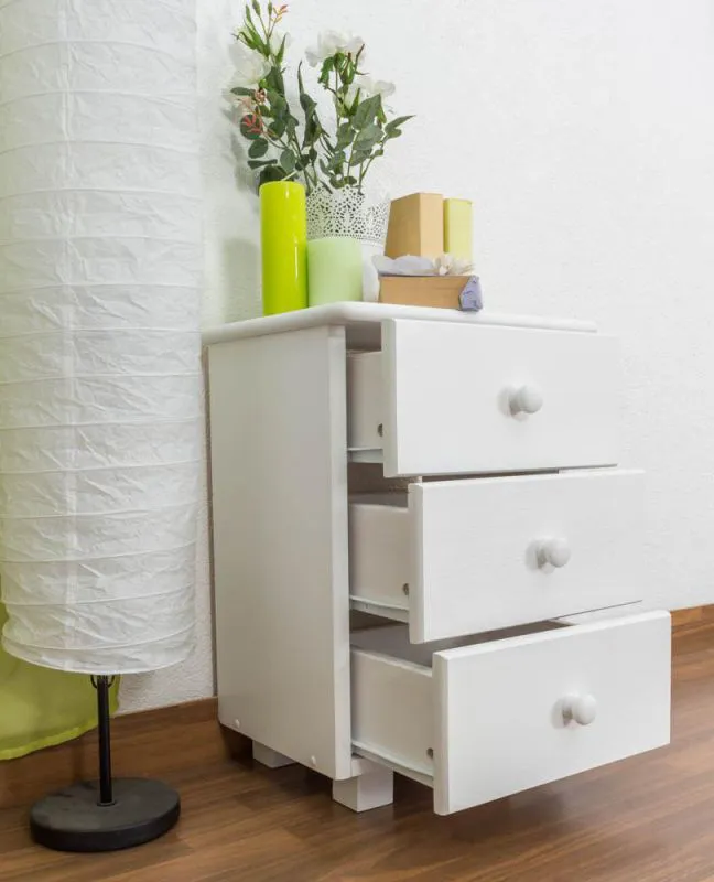 Nachtkommode Weiß 60x43x33 (HxBxT) Kiefer massiv Abbildung