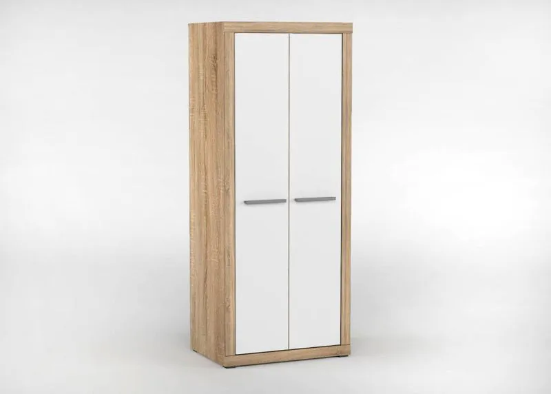 Schmaler 80 cm breiter Kleiderschrank mit 2 Türen | Farbe: Sonoma Eiche Abbildung