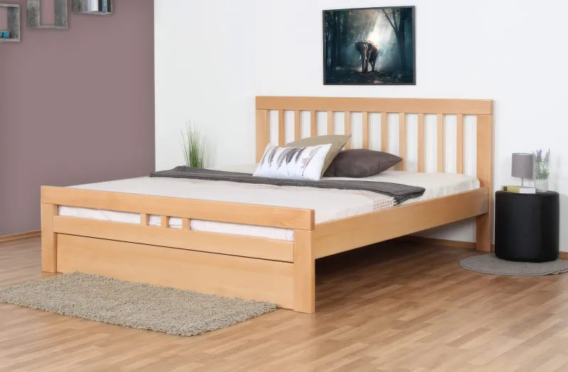 Doppelbett "Easy Premium Line" K8/1 inkl. 1 Abdeckblende, 180 x 200 cm Buche Vollholz massiv Natur