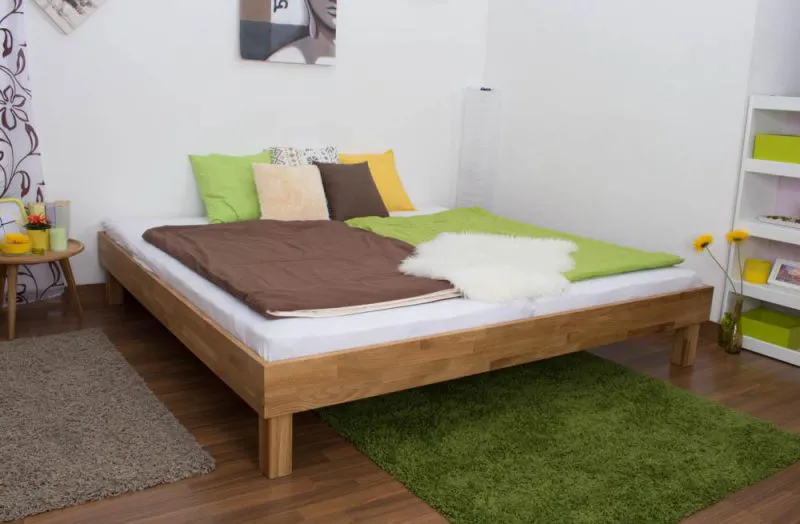 Holzbett Bettgestell Eiche 200 x 200 cm geölt Abbildung