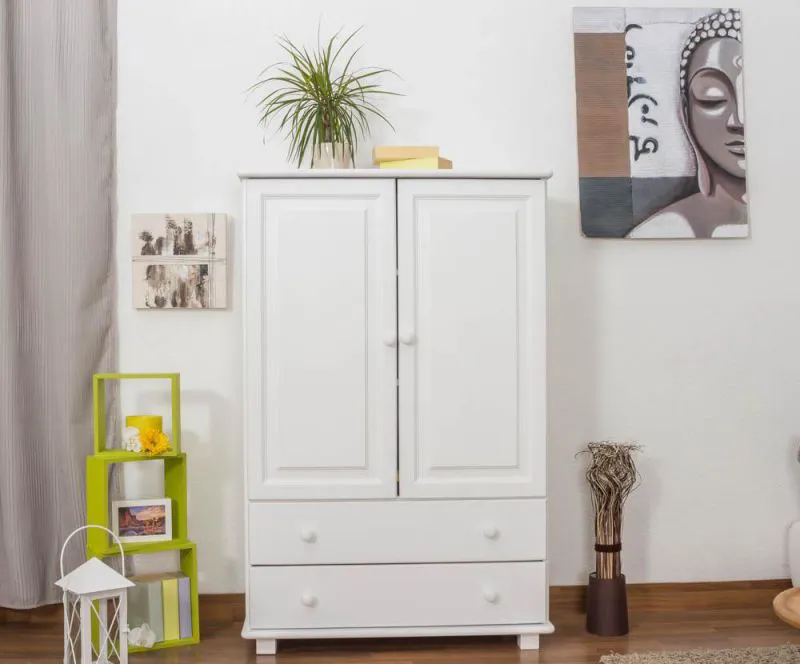 Massivholz-Schrank, Farbe: Weiß 139x90x42 cm Abbildung