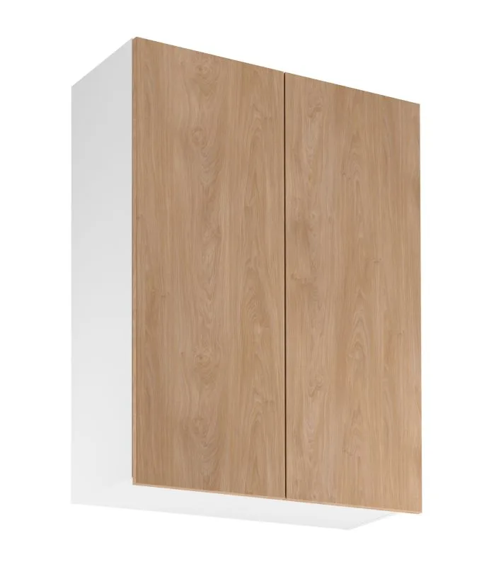 Küchenhängeschrank | 2 Drehtüren | Farbe: Weiß / Eiche Puccini | Soft-Close Funktion | 3 Fächer | 80 x 32 x 100 cm | hochwertig Verarbeitet