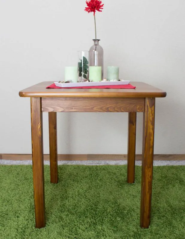 Tisch 70x70 cm Kiefer massiv, Farbe: Eiche Abbildung