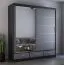 Schiebetürenschrank / Kleiderschrank mit Spiegel | 218 x 203 x 61 cm | Grau / Schwarz | Lusatian 23 | 2 Türen | 3 Schubladen | 12 Fächer | Zweifarbig