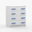 Kommode 80 cm breit | 90 x 80 x 40 cm | Weiß | Smolikas 19 | 4 geräumige Schubladen | blaue Holzgriffe | Kinder | Jugend