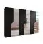 Drehtürenschrank | 3 Spiegeltüren | Farbe: Schwarz | 3 Fächer | 3 Kleiderstangen | Soft-Close-Funktion | Griffe: Schwarz | Maße: 300 x 52 x 202 cm | Kleiderschrank | ABS-Kanten