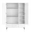 Babyzimmer Kleiderschrank | Farbe: Weiß | Kinderzimmer | Griffe & Beine: Schwarz | modern | 3 Türen | 3 Schubladen | Soft-Close | Maße: 133 x 50 x 185 cm