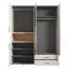 Drehtürenschrank / Kleiderschrank | Farbe: Kaschmir / Eiche Artisan | 1 Spiegeltür | 179 x 56 x 227 cm | zwei Kleiderstangen | fünf Fächer | zwei Schubladen