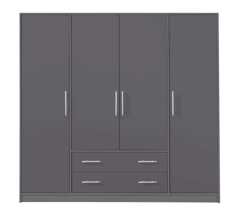 Großer Kleiderschrank mit genügend Stauraum Hannut 35, Farbe: Anthrazit - Abmessungen: 190 x 200 x 56 cm (H x B x T)