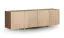 TV-Unterschrank | Farbe: Eiche gebleicht | 4 Türen | Massivholz | Eichenholz geölt | Travertin Stein | 180 x 46 x 56 cm | 6 Fächer | Schlicht