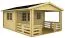 Holz-Gartenhaus 5,85 x 4,44 Meter (inkl. Dach) | 2 Fenster | 40 mm Blockbohlen |natur unbehandelt | Satteldach | inkl. Fußboden | aus nordischer Fichte Abbildung