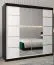 Schiebetürenschrank / Kleiderschrank Jan 05D mit Spiegel, Farbe: Schwarz / Weiß matt - Abmessungen: 200 x 200 x 62 cm (H x B x T)