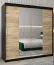 Schiebetürenschrank / Kleiderschrank Jan 05D mit Spiegel, Farbe: Schwarz / Eiche Sonoma - Abmessungen: 200 x 200 x 62 cm (H x B x T)