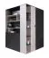 Jugendzimmer - Drehtürenschrank / Eckkleiderschrank Aalst 01, Farbe: Eiche / Creme / Schwarz - Abmessungen: 190 x 135 x 135 cm (H x B x T)
