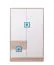 Kinderzimmer - Kommode Fabian 07, Farbe: Eiche Hellbraun / Weiß / Blau - 130 x 80 x 40 cm (H x B x T)