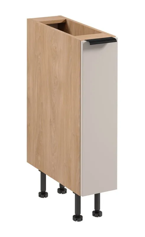 Küchenunterschrank / Apothekerschrank | 1 Schublade mit 2 Regalen | Farbe: Eiche Puccini / Beige | Soft-Close Funktion | 20 x 52 x 87 cm | schmal | verstellbare Beine | Metallgriff