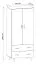 Schrank Hohgant 07, Farbe: Weiß / Grau Hochglanz - 209 x 90 x 56 cm (H x B x T)