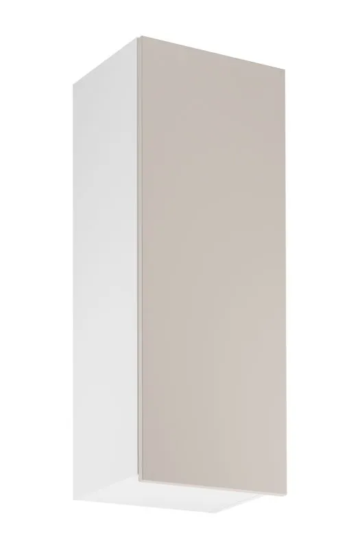 Küchenhängeschrank | 1 Drehtür | Farbe: Weiß / Beige | Soft-Close Funktion | 3 Fächer | 40 x 32 x 100 cm | schmal | Türanschlag: Rechts
