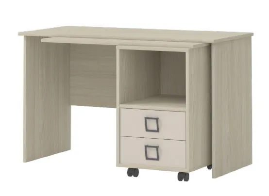 Schreibtisch 29, Farbe: Esche / Creme - Abmessungen: 76 x 125 x 60 cm (H x B x T)