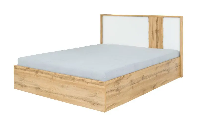 Doppelbett Gavdos 03, Farbe: Eiche / Weiß - Liegefläche: 160 x 200 cm (B x L)