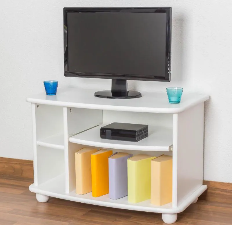 TV-Lowboard Massivholz Farbe: Weiß 50x77x40 cm  Abbildung