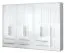 Drehtürenschrank / Kleiderschrank Siumu 39, Farbe: Weiß / Weiß Hochglanz - 224 x 317 x 56 cm (H x B x T)