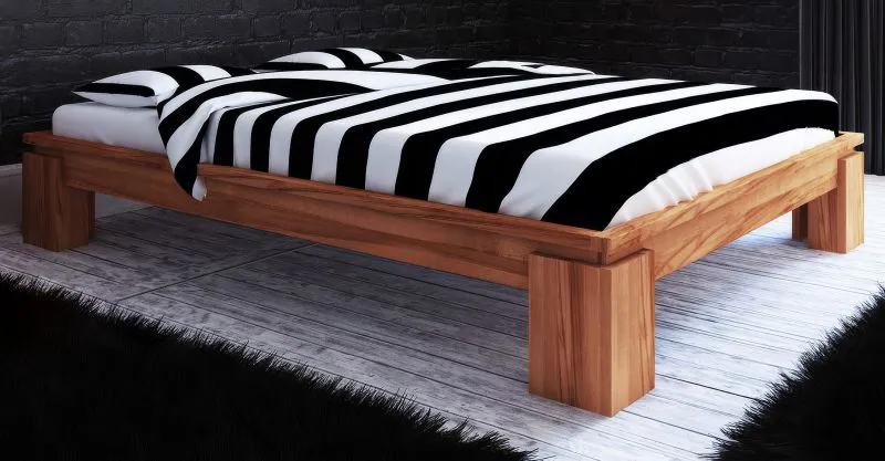 Einzelbett / Gästebett Tasman 03 Kernbuche massiv geölt - Liegefläche: 140 x 200 cm (B x L)