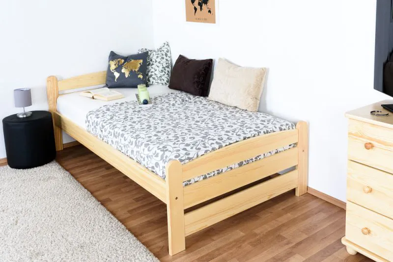 Einzelbett / Gästebett Kiefer massiv Vollholz natur 84, inkl. Lattenrost - Abmessung 100 x 200 cm