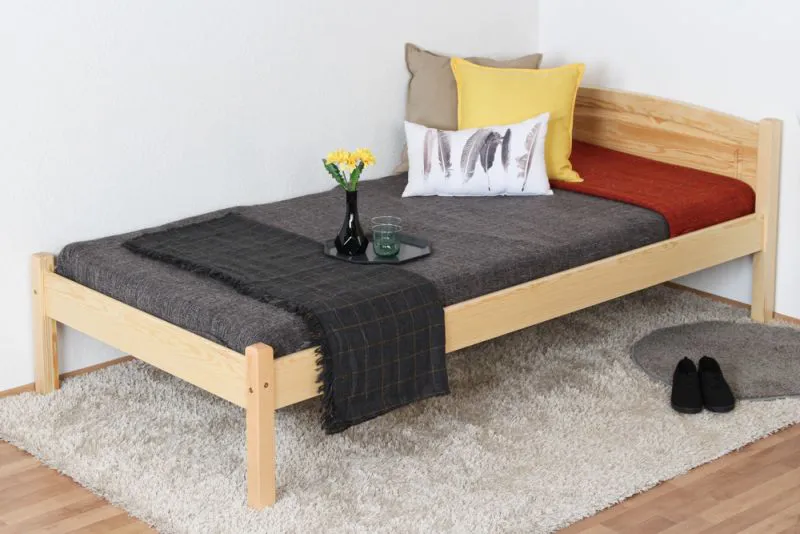 Einzelbett / Gästebett Kiefer massiv Vollholz natur 86, inkl. Lattenrost - 100 x 200 cm (B x L)